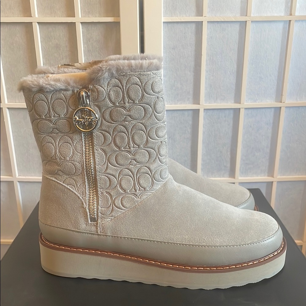 Coach Women's Gray Suede Ankle Boots - Picture 2 of 9